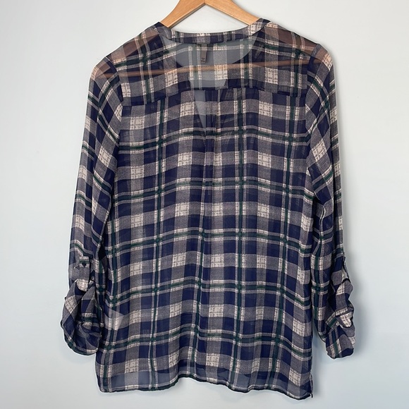 Joie Nura Silk Blouse in Dark Navy Plaid Size Small - Picture 9 of 10